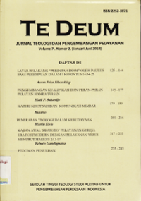 Image of Te Deum Jurnal Teologi dan Pengembangan Pelayanan Vol. 7 No. 2 (Januari-Juni 2018)